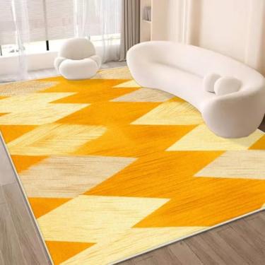 Imagem de Tapetes grandes amarelos abstratos para sala de estar, sofá de luxo, decoração de área, tapete para casa e quarto (200x250 cm)/JH0027-Flannel-5)