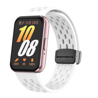 Imagem de Pulseira esportiva de silicone com fivela D magnética para Samsung Galaxy Fit 3 Fit3 SM-R390, branca, para Galaxy Fit3/4/5/6