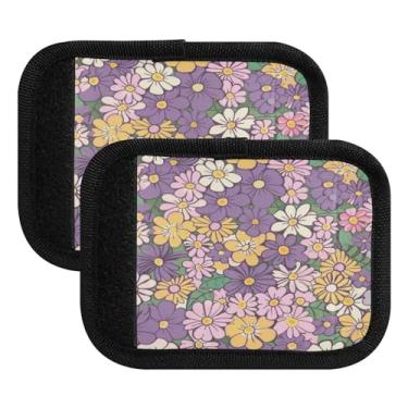 Imagem de Qilmy Embalagem com 4 identificadores de bagagem, fragmentos florais, estilo fresco, alças confortáveis, capas para carrinho de bebê, mala de viagem, acessórios de viagem de avião1572