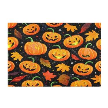 Imagem de Burbuja Tapete de banho Orange Pumpkins, tapete de banheiro absorvente extra macio com suporte antiderrapante para banheiro, banheira, chuveiro, 40 x 61 cm