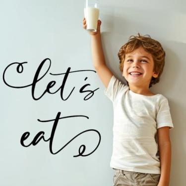 Imagem de SUPERDANT Let's Eat Adesivos de parede PVC Restaurante Decalques de Parede Autoadesivos Design Minimalista Conjunto de Adesivos de Parede Texto Preto para Cozinha Sala de Jantar Cantina Refeitório