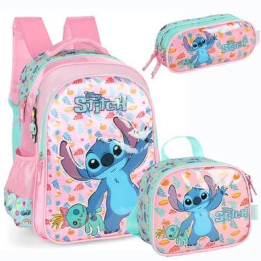 Imagem de Kit Mochila De Costas Stitch Disney Luxcel Is41551Sc Rosa