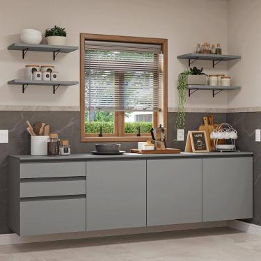 Imagem de Armário de Cozinha Completa 240cm Suspensa Cinza Nice Madesa 10