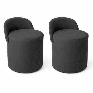 Imagem de Kit 2 Puff Orgânico Encosto Suede Redondo Quarto Sala Estar Preto