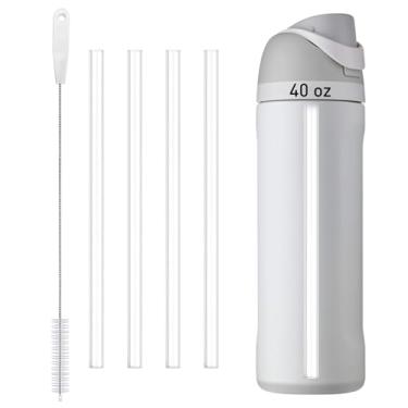 Imagem de Woyinger Pacote com 4 canudos reutilizáveis para garrafa de água Owala 680 g | 947 ml | 1,134 g, para canudo Owala, grau alimentício e livre de BPA, pode ser lavado na lava-louças (transparente, 1,134