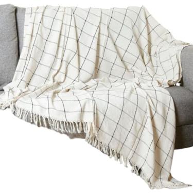 Imagem de Kit 2x Manta Pra Sofá Gigantes Tipo Capa 100% Algodão Grande 2,40 x 1,80 Proteção Decoração(2x Branca Listrada)