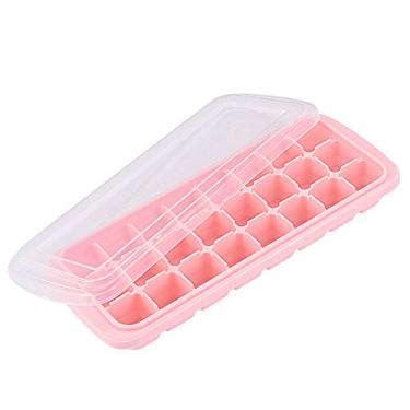 Imagem de Bandeja de Cubos Gelo Silicone com Tampa 24 Compartimentos Container para Congelados Barras Residências Festa