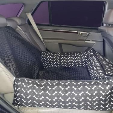 Imagem de Cama Pet 2 em 1 com Capa Protetora Impermeável para Assento Traseiro – Grande Toddy Estampado (Preto)