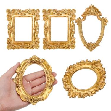 Imagem de TOYANDONA Conjunto de 5 Mini Molduras para Fotos: Mini Molduras Douradas Vintage - Ovais E Retangulares Ornamentadas Em Resina Barroca Antiga para Decoração de Paredes, Casamentos E Adereços