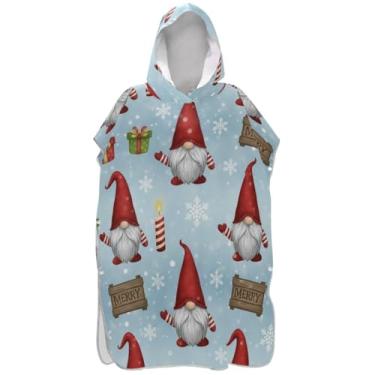 Imagem de Joisal Poncho de surfe trocador de roupão para toalha de natação com capuz absorvente fofo gnomo de Natal inverno masculino poncho com capuz