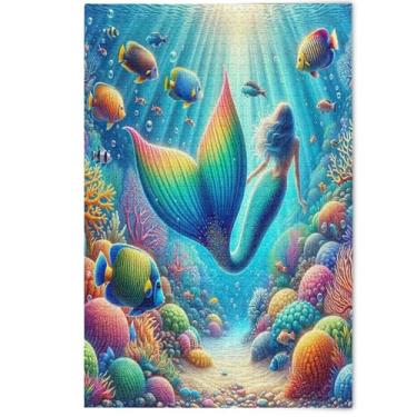 Imagem de Quebra-cabeças 500 peças de arte animal paisagem de adultos desenhos animados coloridos oceano plantas animais quebra-cabeças legais para adultos presentes para jogo de elefante branco, 500 peças, 52