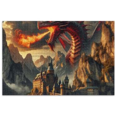 Imagem de Castelo de dragão mítico, 1000 peças, quebra-cabeças para adultos, pintura, decoração, mordaça, presente, quebra-cabeça, jogos, presentes tecnológicos