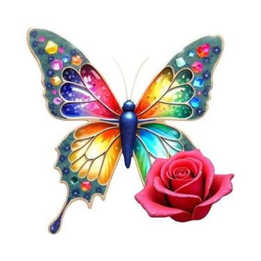 Imagem de Kit De Pintura Em Diamante 5D DIY Com Borboleta Abstrata Colorida, Lon