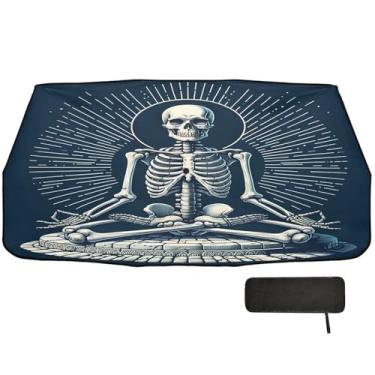 Imagem de Guarda-sol de meditação de esqueleto para proteção de isolamento térmico de para-brisas de carro 147 x 75 cm essenciais de carro