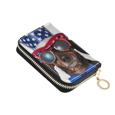 Imagem de Carteira feminina de designer pequena com porta-cartões com bloqueio de RFID Dachshund Dog Carteira masculina americana com bolso para moedas