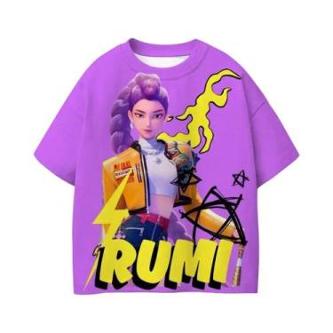 Imagem de Camiseta Kpop Purple Demon Hunters Para Meninas E Meninos, Manga Curta