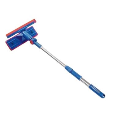 Imagem de KIT Rodo Limpa Vidro + Escova Limpeza Cantos Janela Multiuso 2 em 1 Extensível com Esponja