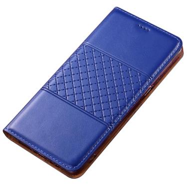 Imagem de FWYANZH Capa para Google Pixel 10 Pro XL/10 PRO/10, capa de telefone carteira flip de couro genuíno com compartimentos para cartões, suporte à prova de choque, capa de negócios, azul, 10