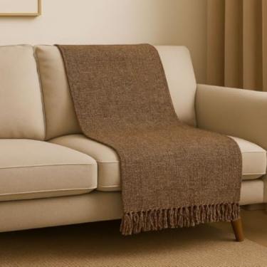 Imagem de Manta para Sofá Gigante，Manta para Sofá Grande 3,00m x 1,80m – Proteção Prática e Toque Decorativo em Algodã(Marrom Escuro Mesclado)