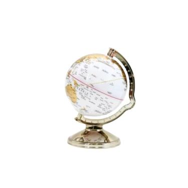 Imagem de Cofre Globo Mapa Secreto Elegante Plástico Resistente Guarda Objetos Moderno Decoração Ambiente (Branco com Dourado)