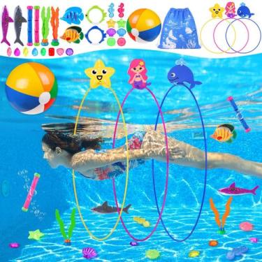 Imagem de Brinquedos de mergulho para piscina YUJUN 31 PCS Big Rings Swim Thru R