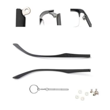 Imagem de QYAJS Armação de óculos de reposição para reparo de hastes e hastes TR 90 e chave de fenda 3 em 1, Preto, 5 mm, G