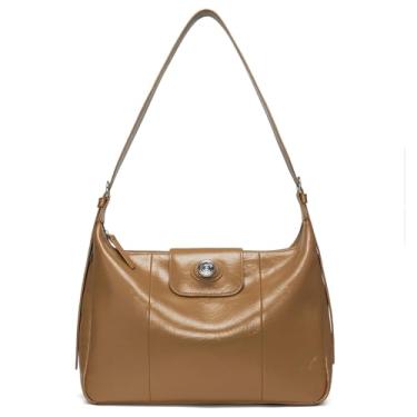 Imagem de LA FESTIN Bolsa de couro transversal feminina bolsa de designer de grande capacidade com alça ajustável, Marrom