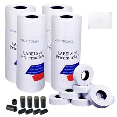 Imagem de 2 etiquetas de preço de linha - 40 rolos de etiquetas de preços (16.000 etiquetas em branco) com 5 rolos de tinta - Compatível com MX-6600, MX-6602, YH-689 (pistola não incluída)