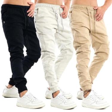 Imagem de Calça Jeans Jogger Masculina Jogguer Sarja Cores Preta,Caramelo,Vinho 