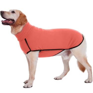 Imagem de ROZKITCH Casaco de inverno para cães, pulôver macio, para animais de estimação, à prova de vento, quente, frio, colete, macacão, roupa para pequeno, médio, grande, gigante, caminhada, viagem, laranja