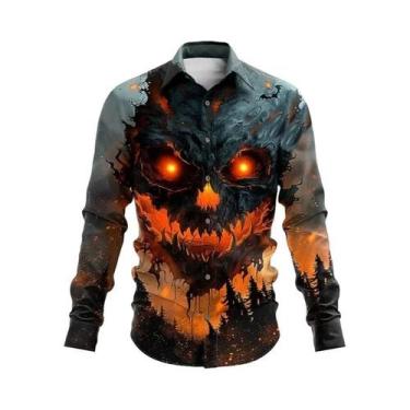 Imagem de Camisa Masculina Amarela De Manga Longa Com Botões Para Festa De Hallo