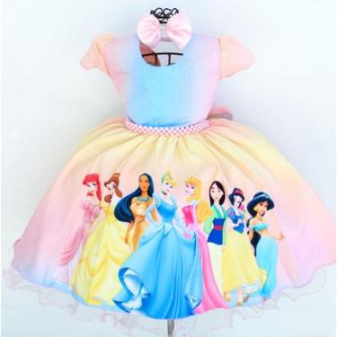 Imagem de Vestido Infantil Festa Luxo Princesas + Tiara de Cora - Pingo De Gente