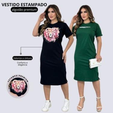 Imagem de Kit 2 Vestidos Feminino Estampado Moda Evangelica Casual - Qbonita Tsh