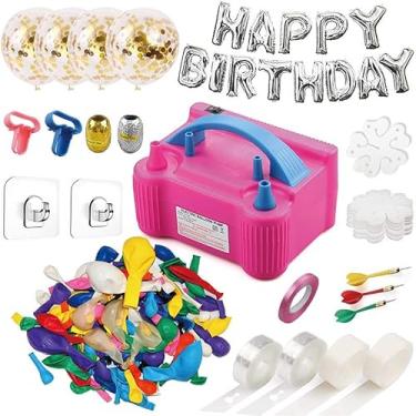 Imagem de Bomba de Balão Kit Inflador Elétrico Balões 600W Portátil com Duas Bicos Máquina Ar para Decoração Festa Aniversário Casamento Festival Modos Inflação