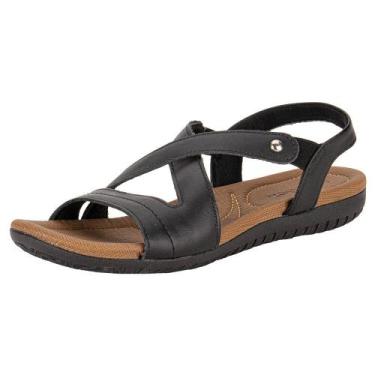 Imagem de Sandália feminina flat usaflex r1804, Preto, 36