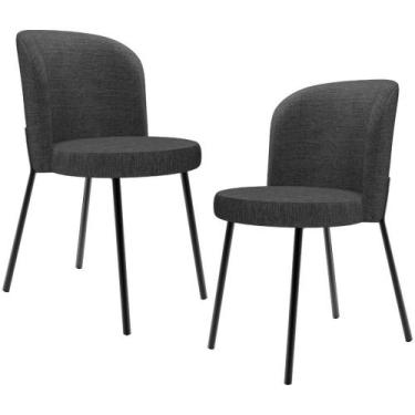 Imagem de Kit 2 Cadeiras Sala De Jantar Estofada Gavi L02 Linho Cinza Escuro - L