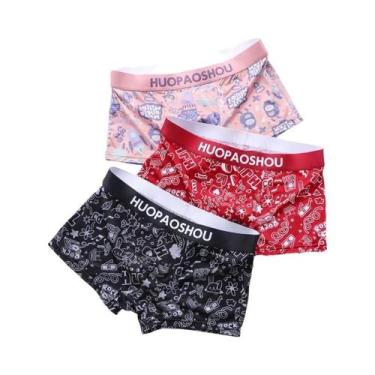 Imagem de Cuecas Boxer Masculinas De Cintura Baixa Em Cetim Com Estampa Divertid