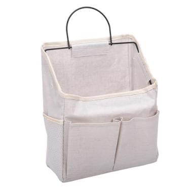 Imagem de Brrnoo 2 Unidades de Saco de Armazenamento para Pendurar na Parede, Organizador de Bolsos de Tecido de Linho para Armário de Porta Pequena, Multifuncional para Sala de Estar, Quarto, (Bege)