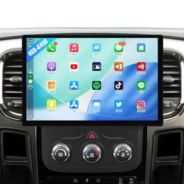 Imagem de Leadfan Rádio estéreo para carro (CA manual) Dodge RAM 1500 2500 3500 2013 2014 2015 2016 2017 2018 2019 com CarPlay Android Auto, tela 2K de 13,1 polegadas com Bluetooth GPS FM SWC, 4G + 64G