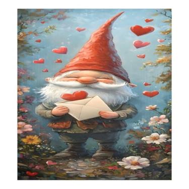 Imagem de Qilmy Capa de ímã de máquina de lavar louça de gnomo fofo dia dos namorados 58 x 66 cm capas decorativas de geladeira para porta frontal adesivo de folha magnética máquina de lavar louça painel