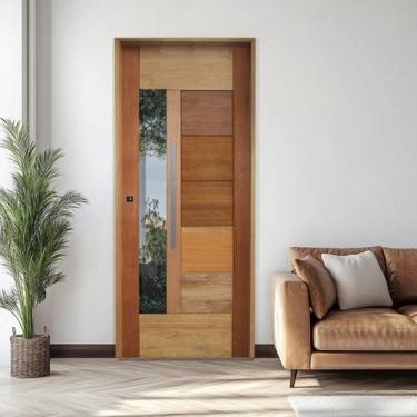 Imagem de Porta Batente Eucalipto 14 Puxador Barra Chata 80 Cm 92cm X 210cm Bbb 
