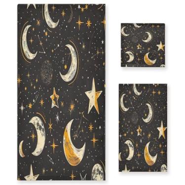 Imagem de xigua Conjunto de toalhas de banheiro céu estrelado absorvente macio 3 peças toalha de banho toalha de mão toalhas decorativas para banheiro, academia, hotel, praia, piscina