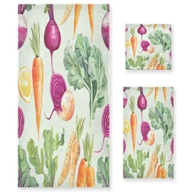 Imagem de xigua Conjunto de toalhas de banheiro de vegetais absorvente macio toalha de banho de 3 peças toalha de mão toalhas decorativas para banheiro, academia, hotel, praia, piscina