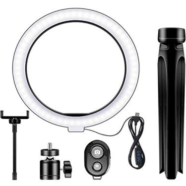 Imagem de Luz de anel LED preenchimento Ajustável Fotografia com Tripé e Suporte para Celular Selfie Controle Remoto BT Alimentado por USB Transmissão ao Vivo Maquiagem