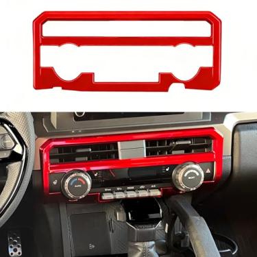 Imagem de BORUIEN Capa de painel de ar condicionado central ABS para Toyota Tacoma 2024 2025 2026 acessórios interiores para 4Runner 2025 2026 moldura de acabamento de decoração de console central (vermelho