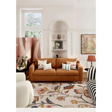 Imagem de Warmstar Tapete de área de 6 × 9 para sala de estar, tapete lavável, suporte de TPR antiderrapante, estampa floral vintage de lã sintética para sala de estar, quarto, sala de jantar, base creme