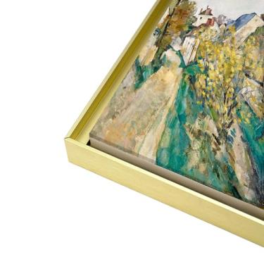 Imagem de VAREIHNAZ Moldura flutuante de metal DIY com 3,8 cm de profundidade, molduras de tela, moldura para pinturas a óleo (ouro claro, 40,6 cm x 50,8 cm)