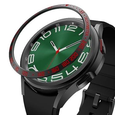 Imagem de BAIHUIAM Capa de bisel compatível com Samsung Galaxy Watch 6 Classic Case 47mm, capa adesiva de anel de moldura de metal de alumínio anti-arranhões, acessório protetor de proteção, preto