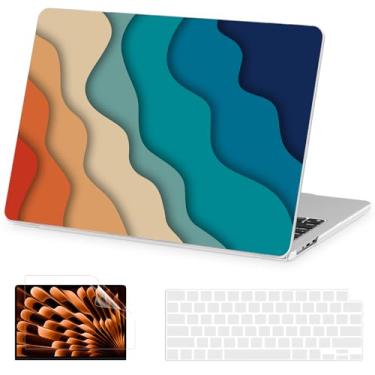 Imagem de AKIT Capa compatível com MacBook Air de 13 polegadas 2025 2024-2022 M4 M3 M2 A3240 A3113 A2681, capa rígida de padrão exclusivo para laptop + protetor de tela + capa de teclado para MacBook Air de
