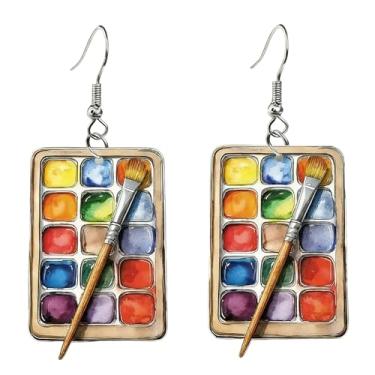 Imagem de Brincos de pintura em aquarela, brincos de acrílico artísticos feitos à mão para mulheres, brincos exclusivos de apreciação de professores de arte, joias de festa leves e descoladas para mulheres